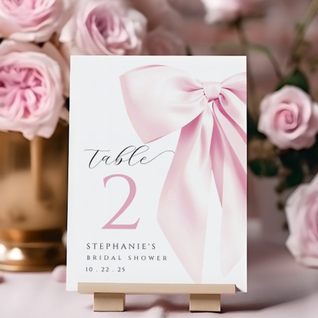 Rosa Bow Möhippa Bord-kort Bordsnummer (Skapare uppladdad)