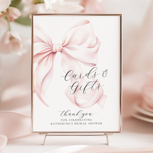 Rosa Bow-Möhippa-kort och presentkort för Bord Pos Poster