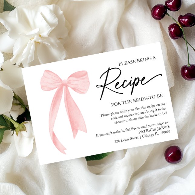 Rosa Bow-Möhippans mottagningsbegärandebilaga Inbjudningar (Skapare uppladdad)