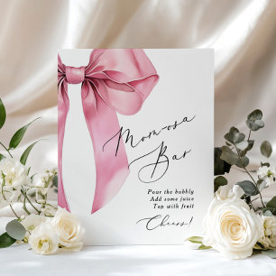 Rosa Bow Momosa pub Coquette Baby Shower Poster