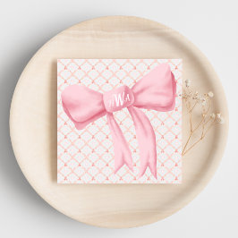 Rosa Bow Monogram Hearts Napkin Pappersservett