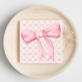Rosa Bow Monogram Napkin Pappersservett