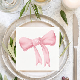 Rosa Bow Monogram Preppy Napkin Pappersservett