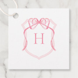 Rosa Bow Monogram Vapensköld Baby Shower Gåvor Etiketter