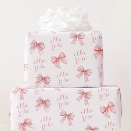 Rosa Bow Namn Presentpapper