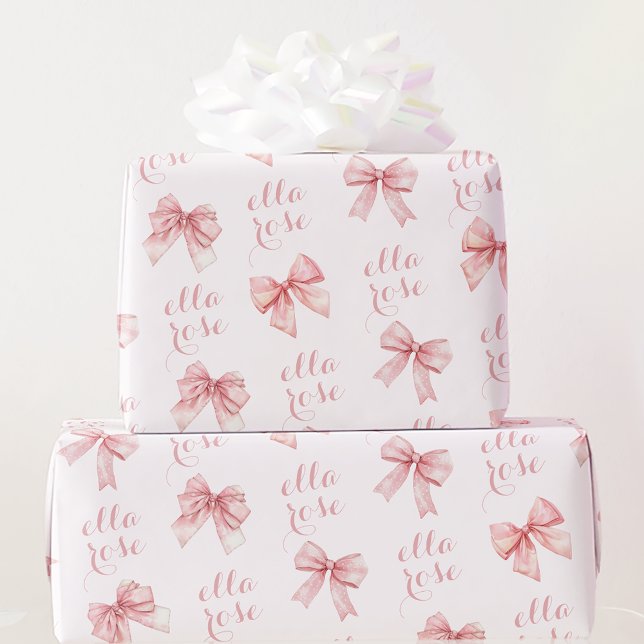 Rosa Bow Namn Presentpapper (Skapare uppladdad)