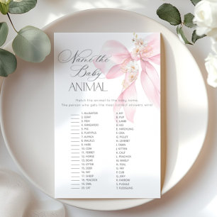 Rosa Bow Namn vid babyduschspelet baby djur