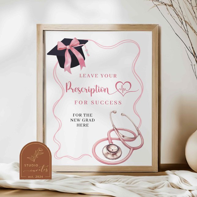 Rosa Bow Nurse Studenten Prescription Sign Poster (Skapare uppladdad)