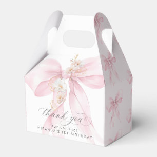 Rosa Bow Oanbudful 1:a födelsedag Tack Presentaskar
