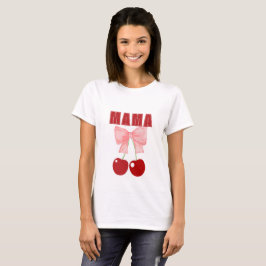 Rosa Bow och Red Cherries, coquette stil T Shirt