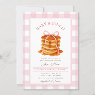 Rosa Bow Pancake Baby Shower Brunch Inbjudningar