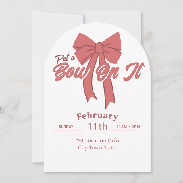 Rosa Bow-partiets inbjudan - Coquette Bow Birthday (Framsida)