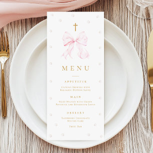 Rosa Bow Pearls Baptism, platta meny