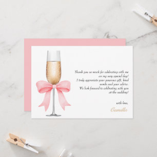 Rosa Bow Pearls & Prosecco Möhippa Tack Inbjudningar