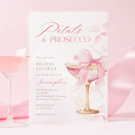 Rosa Bow Petals och Prosecco Möhippa Inbjudningar