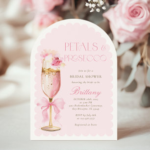 Rosa Bow Petals Prosecco Möhippa Arch Inbjudningar