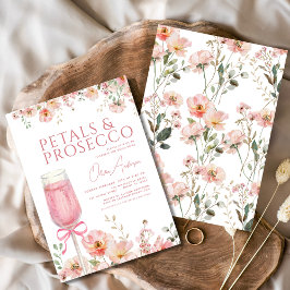 Rosa Bow Petals & Prosecco  Möhippa Inbjudningar