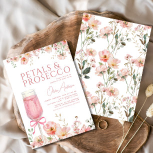 Rosa Bow Petals & Prosecco Möhippa Inbjudningar