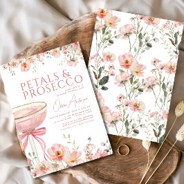Rosa Bow Petals & Prosecco  Möhippa Inbjudningar