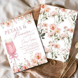 Rosa Bow Petals & Prosecco  Möhippa Inbjudningar