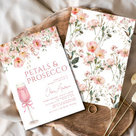 Rosa Bow Petals & Prosecco  Möhippa Inbjudningar