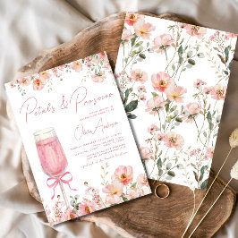 Rosa Bow Petals & Prosecco  Möhippa Inbjudningar