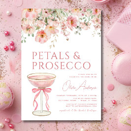 Rosa Bow Petals & Prosecco  Möhippa Inbjudningar
