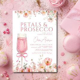 Rosa Bow Petals & Prosecco  Möhippa Inbjudningar