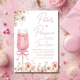 Rosa Bow Petals & Prosecco  Möhippa Inbjudningar
