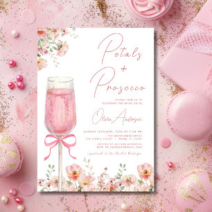 Rosa Bow Petals & Prosecco Möhippa Inbjudningar