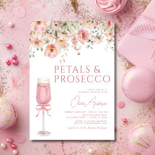 Rosa Bow Petals & Prosecco Möhippa Inbjudningar