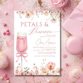Rosa Bow Petals & Prosecco  Möhippa Inbjudningar