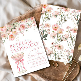 Rosa Bow Petals & Prosecco  Möhippa Inbjudningar