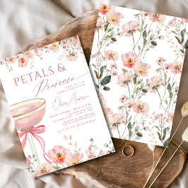Rosa Bow Petals & Prosecco  Möhippa Inbjudningar