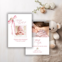  Rosa Bow Photo Baby Shower Tack för ditt kort
