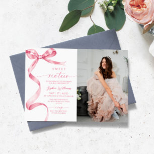 Rosa Bow Photo Sweet 16 födelsedagsinbjudan Inbjudningar
