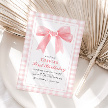 Rosa Bow preppy Coquette 1:a födelsedag