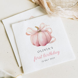 Rosa Bow Pumpkin 1:a födelsedagen Pappersservett