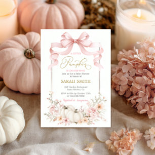 Rosa Bow Pumpkin Baby Shower Girl-inbjudan Inbjudningar