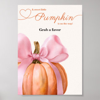 Rosa Bow Pumpkin Baby Shower "Grab a Favor" - skyl Poster