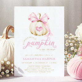 Rosa Bow Pumpkin Baby Shower Inbjudningar