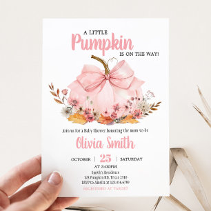 Rosa Bow Pumpkin Baby Shower Inbjudningar