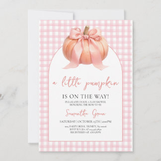 Rosa Bow Pumpkin Baby Shower Inbjudningar