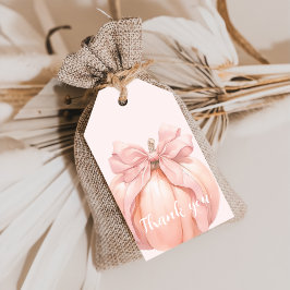 Rosa Bow Pumpkin Baby Shower Märkre Presentetikett