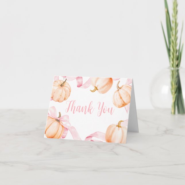 Rosa Bow Pumpkin Baby Shower Tack Kort (Framsida)