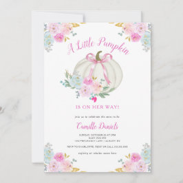 Rosa Bow Pumpkin Girl Baby Shower Inbjudningar