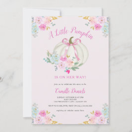 Rosa Bow Pumpkin Girl Baby Shower Inbjudningar