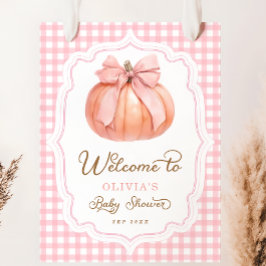 Rosa Bow Pumpkin Girl Baby Shower Välkommen Poster