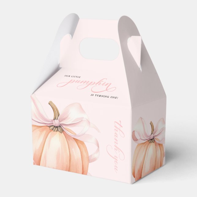 Rosa Bow Pumpkin Girl First Birthday Favbox Presentaskar (Framsidan Sidan)