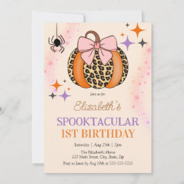 Rosa Bow Pumpkin Spooktacular Halloween Birthday Inbjudningar